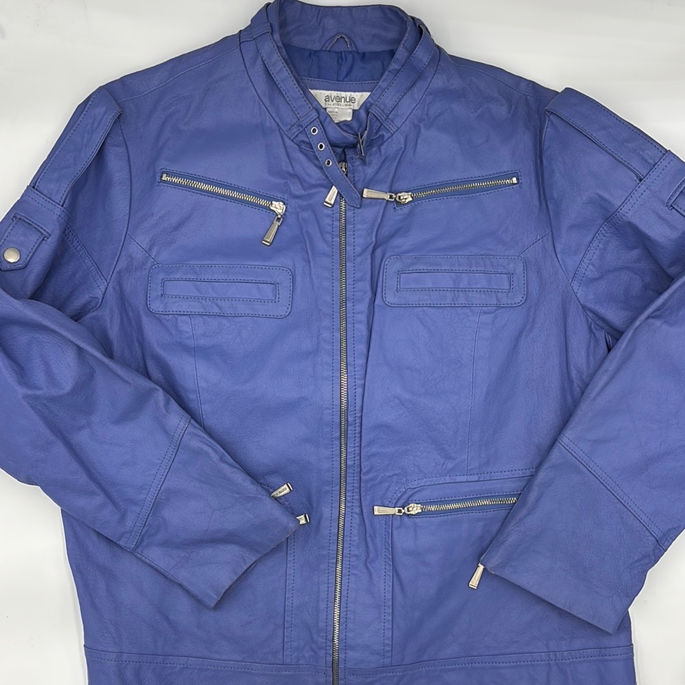 Avenue By Jessica London Leather Moto Jacket